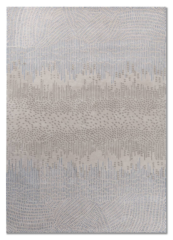  ivory wool and viscose Hand Tufted Rug