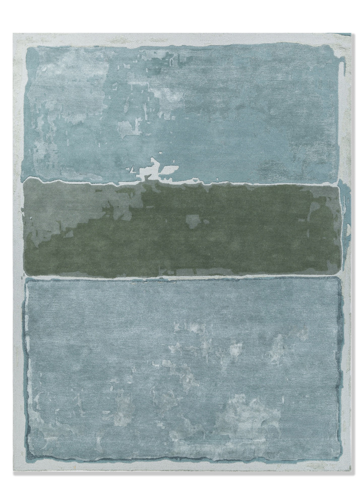  blue wool and viscose Hand Tufted Rug