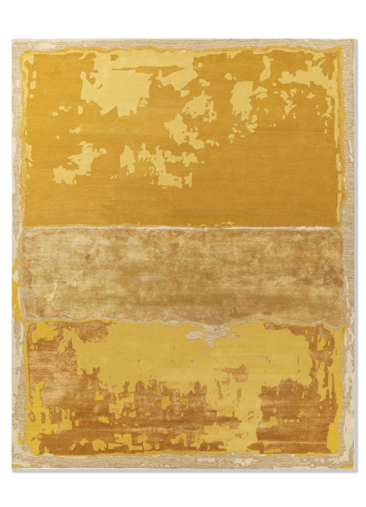  gold wool and viscose Hand Tufted Rug
