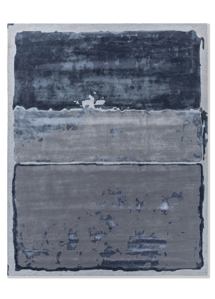 white noise blue wool and viscose Hand Tufted Rug - HeadShot white noise blue wool and viscose Hand Tufted Rug - HeadShot