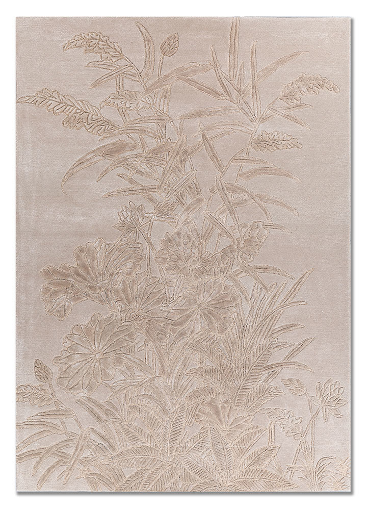  ivory wool and viscose Hand Tufted Rug