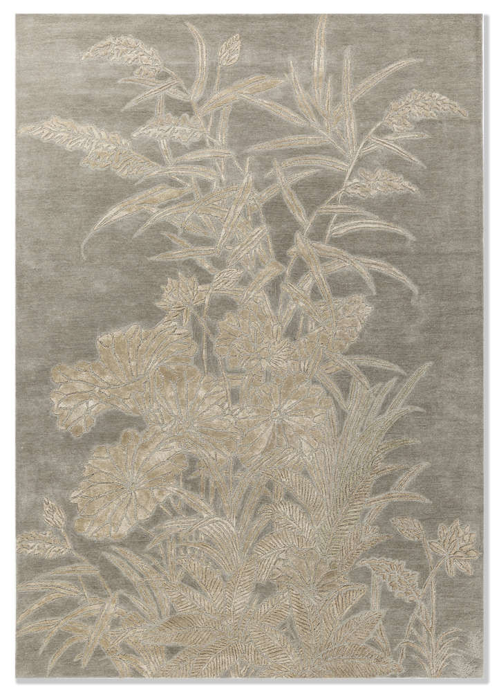  blue wool and viscose Hand Tufted Rug