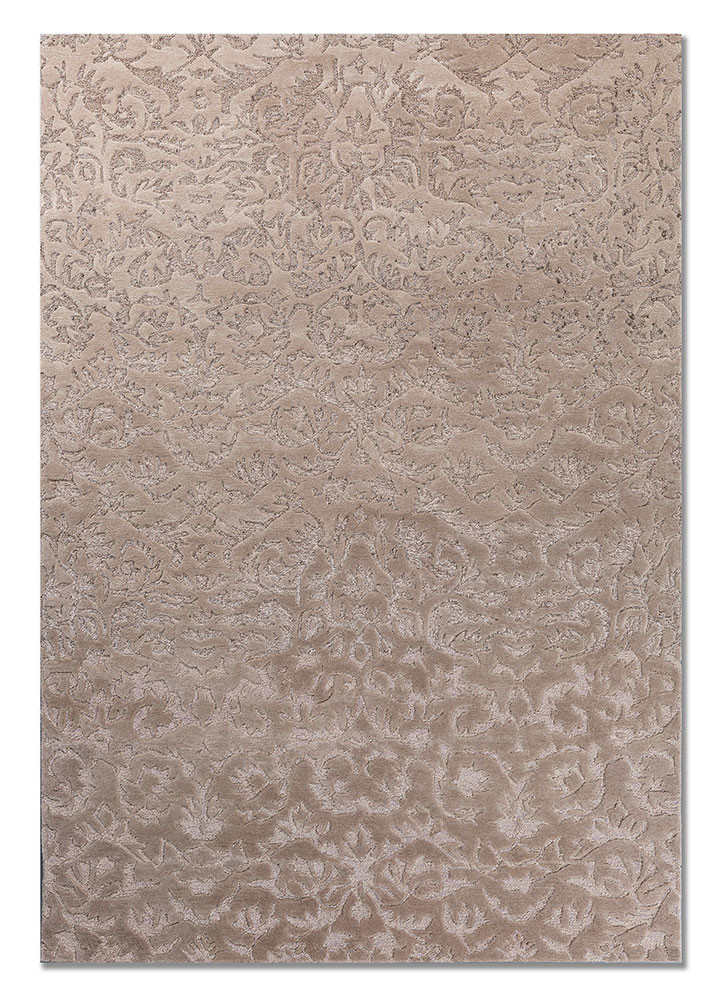  ivory wool and viscose Hand Tufted Rug