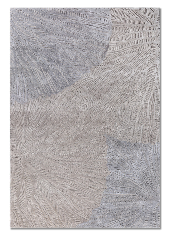  grey and black wool and viscose Hand Tufted Rug