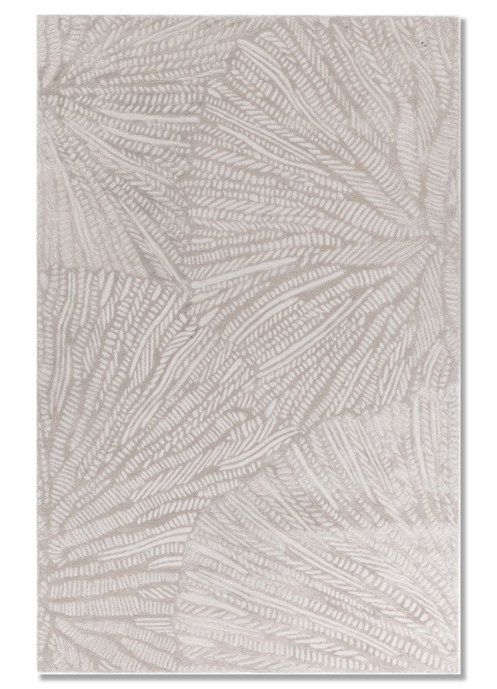  ivory wool and viscose Hand Tufted Rug