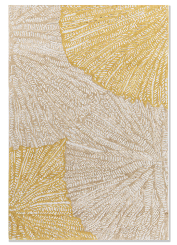  ivory wool and viscose Hand Tufted Rug