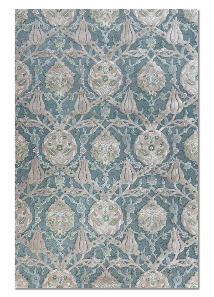  blue wool and viscose Hand Tufted Rug