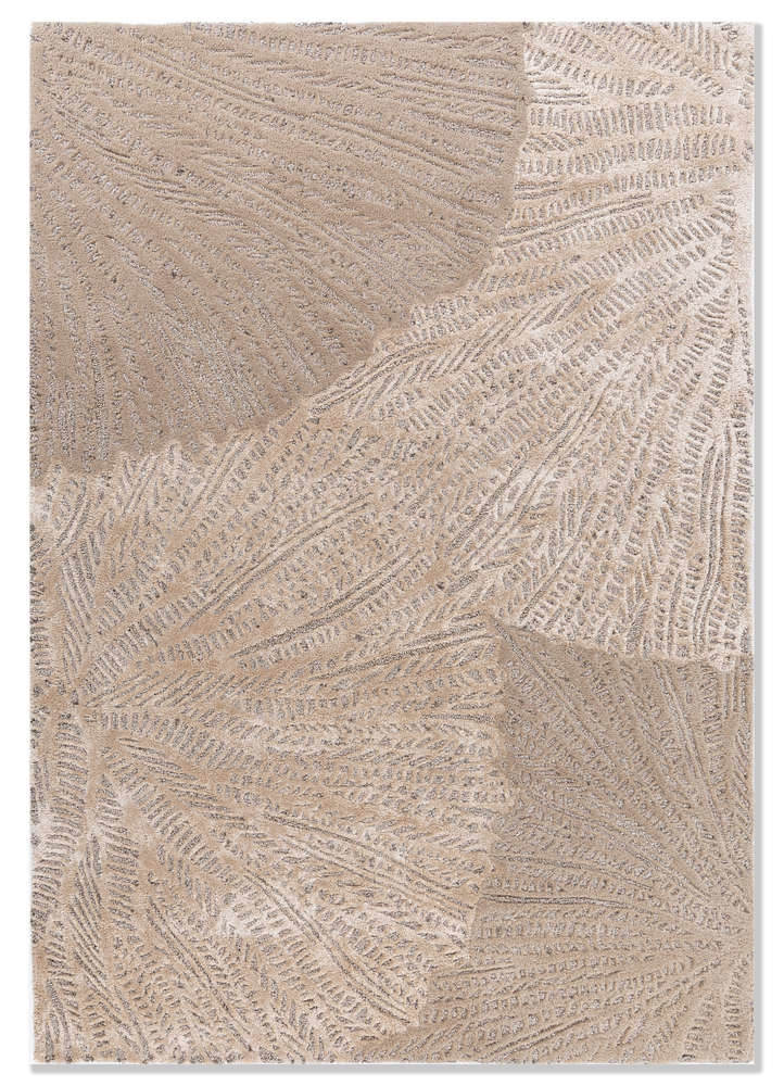  beige and brown wool and viscose Hand Tufted Rug