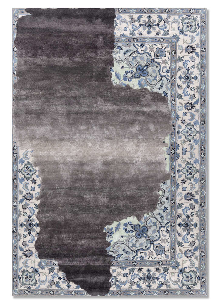  ivory wool and viscose Hand Tufted Rug