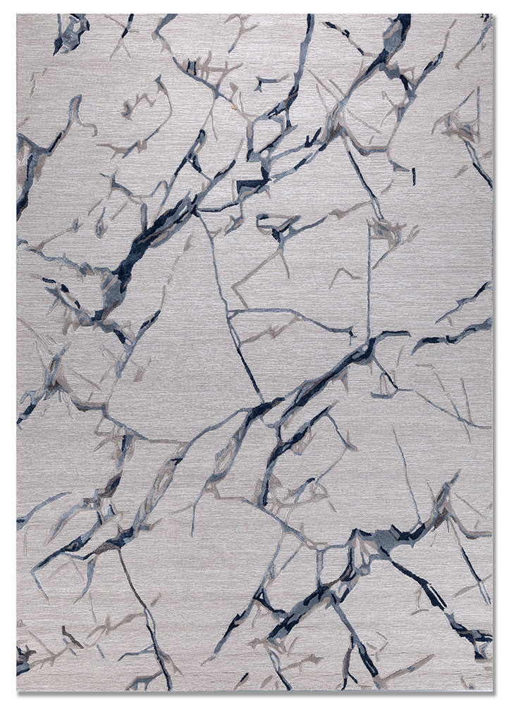  grey and black wool and viscose Hand Tufted Rug