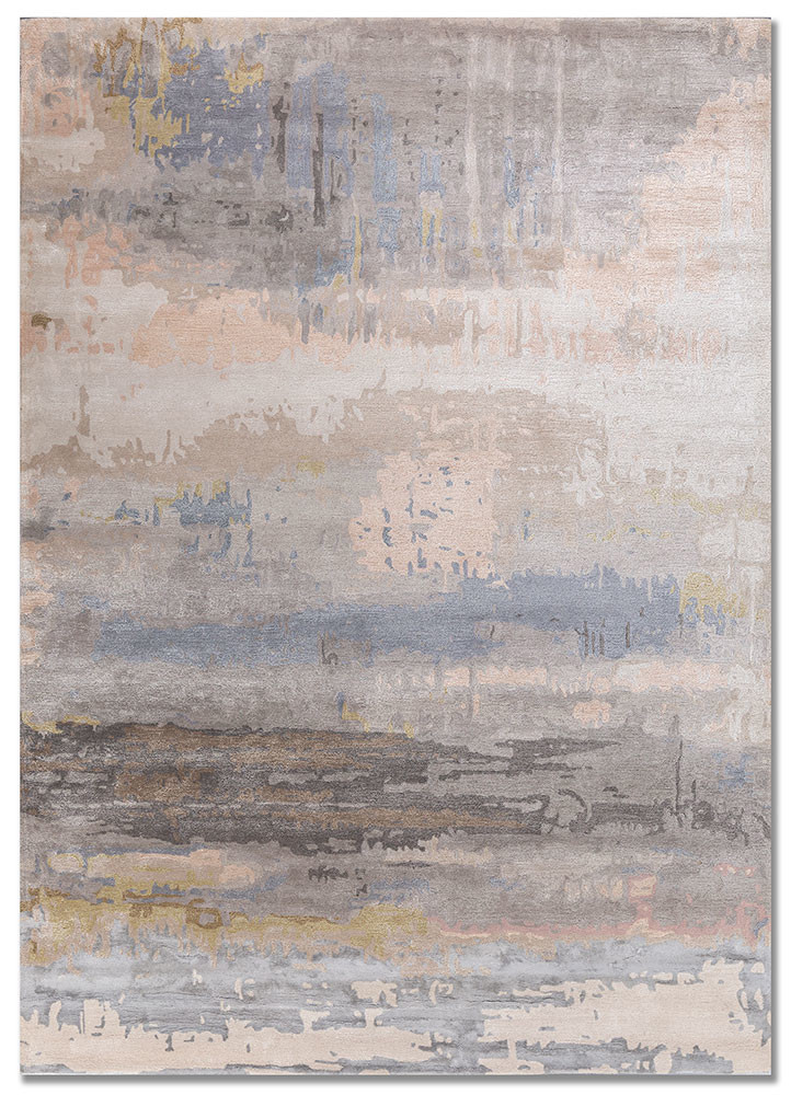  ivory wool and viscose Hand Tufted Rug