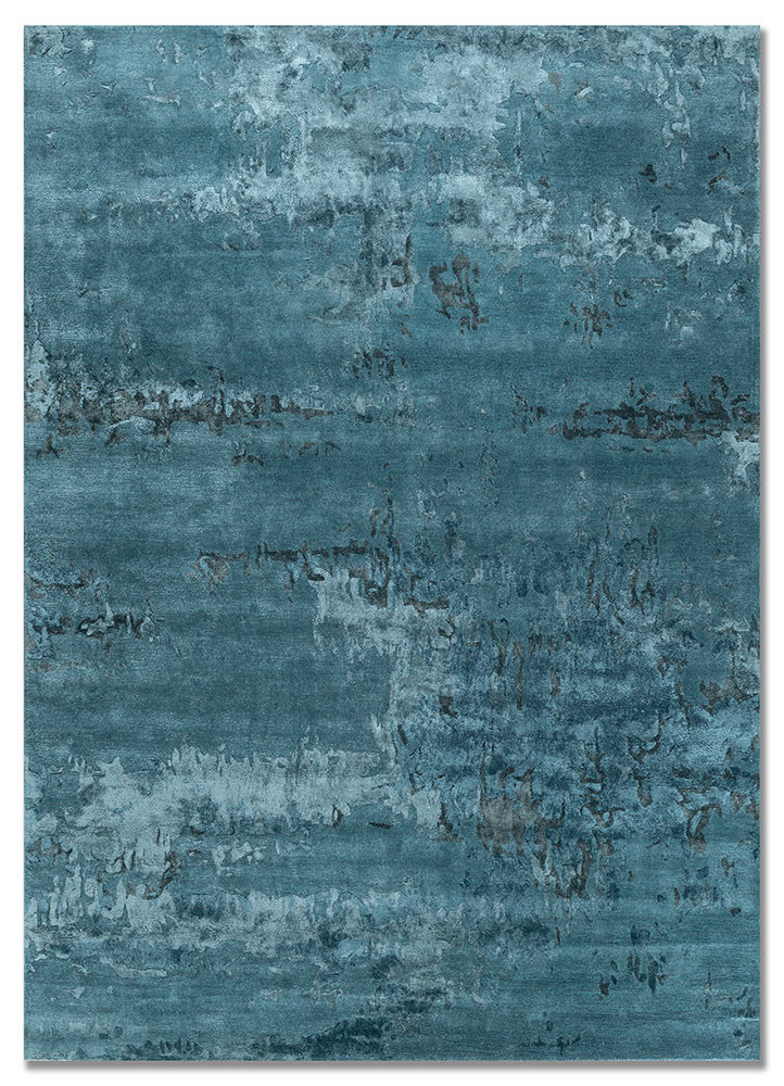  blue wool and viscose Hand Tufted Rug