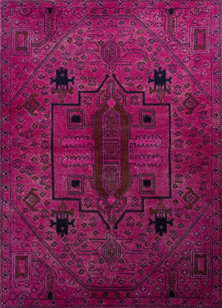 mythos pink and purple wool Hand Tufted Rug - HeadShot