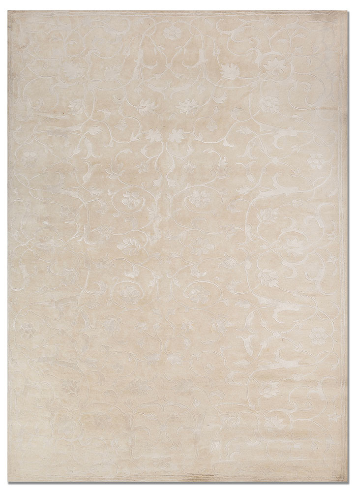  ivory viscose Hand Knotted Rug