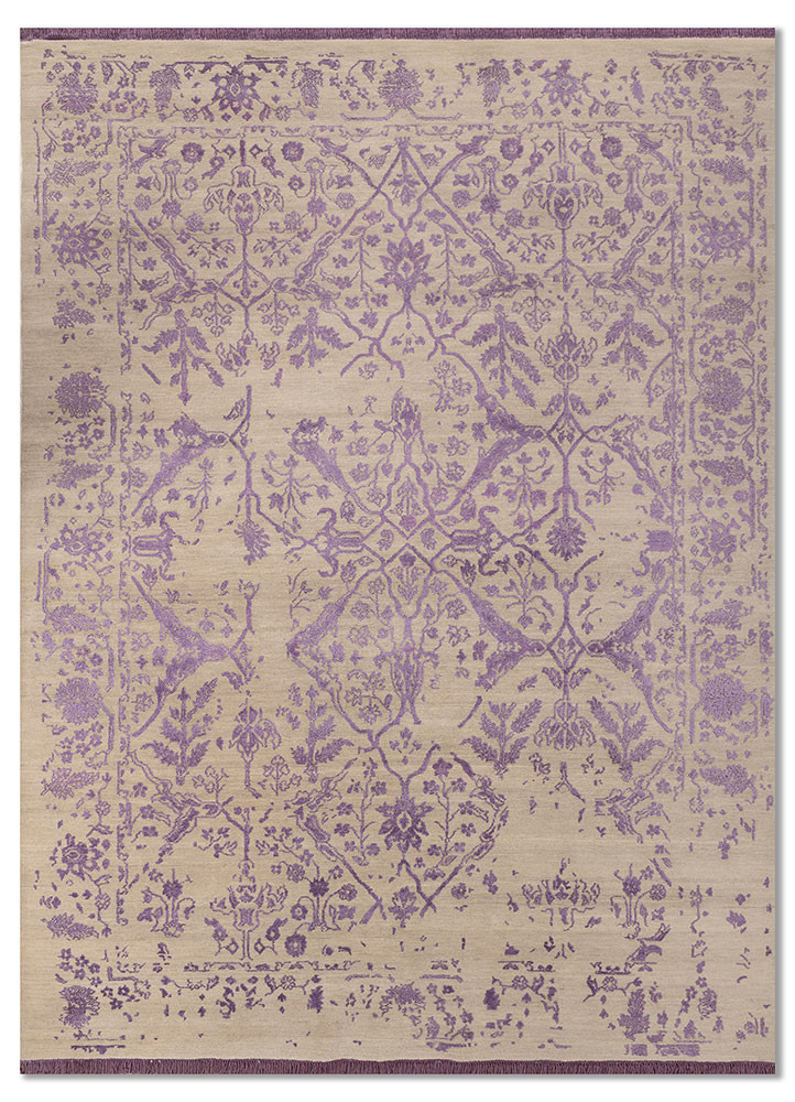 far east ivory wool and silk Hand Knotted Rug - HeadShot far east ivory wool and silk Hand Knotted Rug - HeadShot