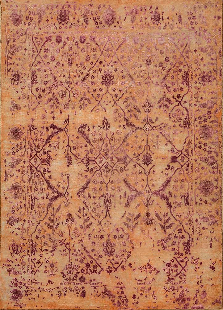 far east red and orange wool and silk Hand Knotted Rug - HeadShot far east red and orange wool and silk Hand Knotted Rug - HeadShot