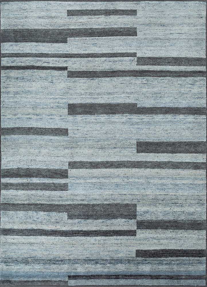  grey and black afghan wool Hand Knotted Rug