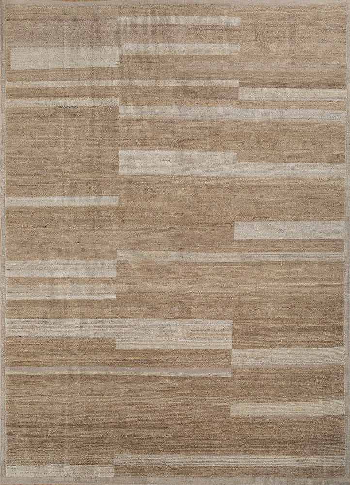  beige and brown afghan wool Hand Knotted Rug