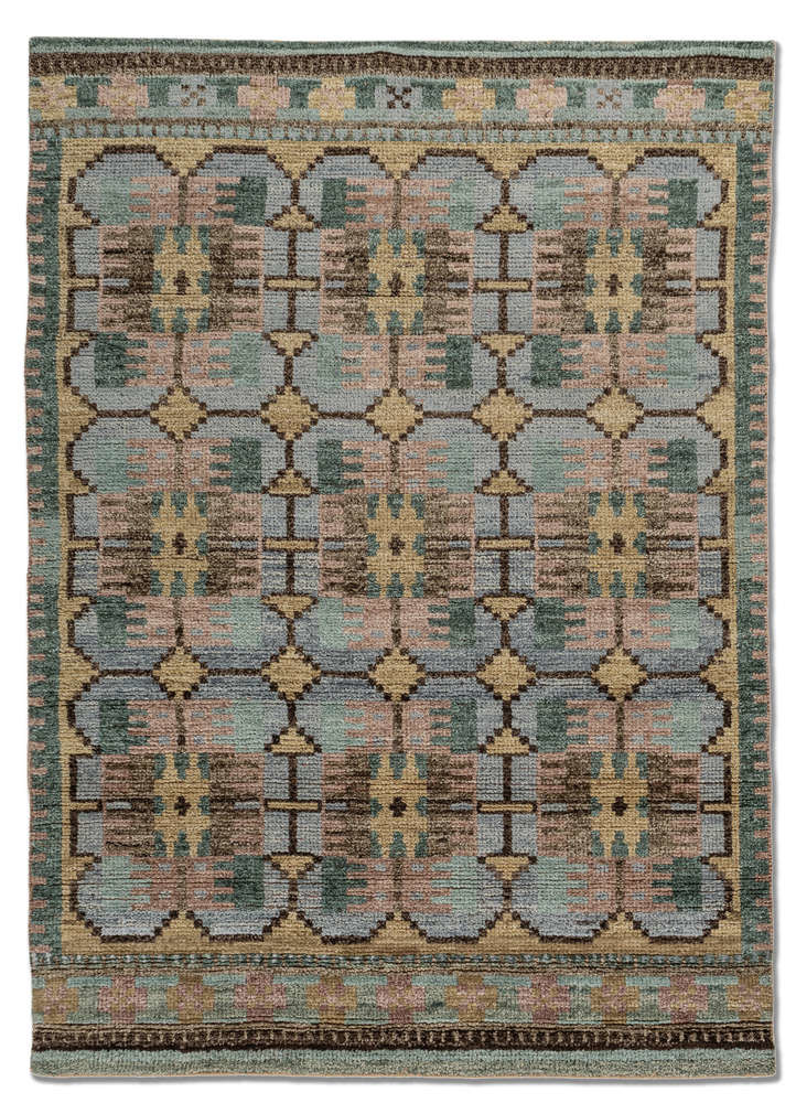  blue wool Hand Knotted Rug