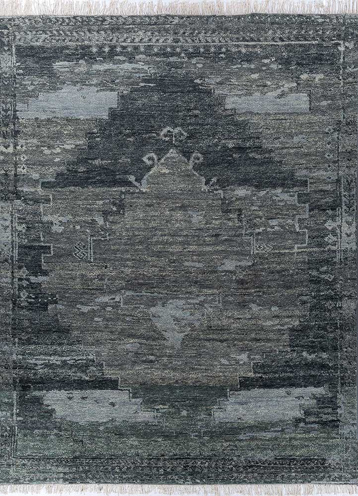  blue wool Hand Knotted Rug