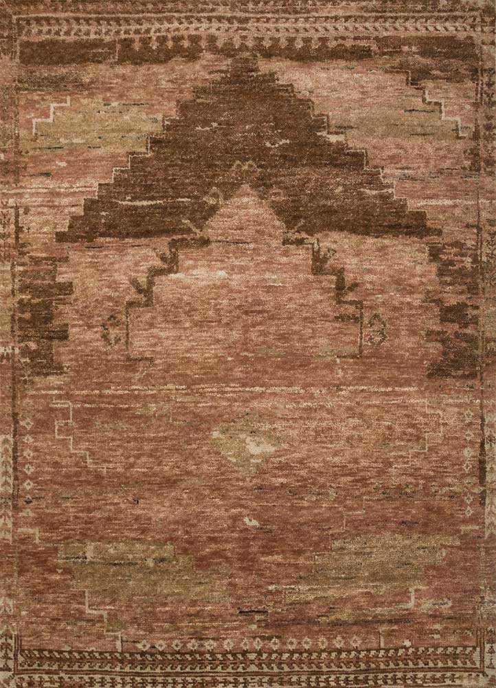  beige and brown wool Hand Knotted Rug