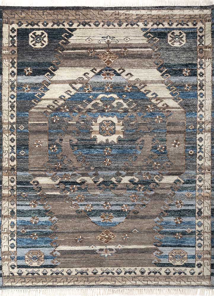  blue wool Hand Knotted Rug