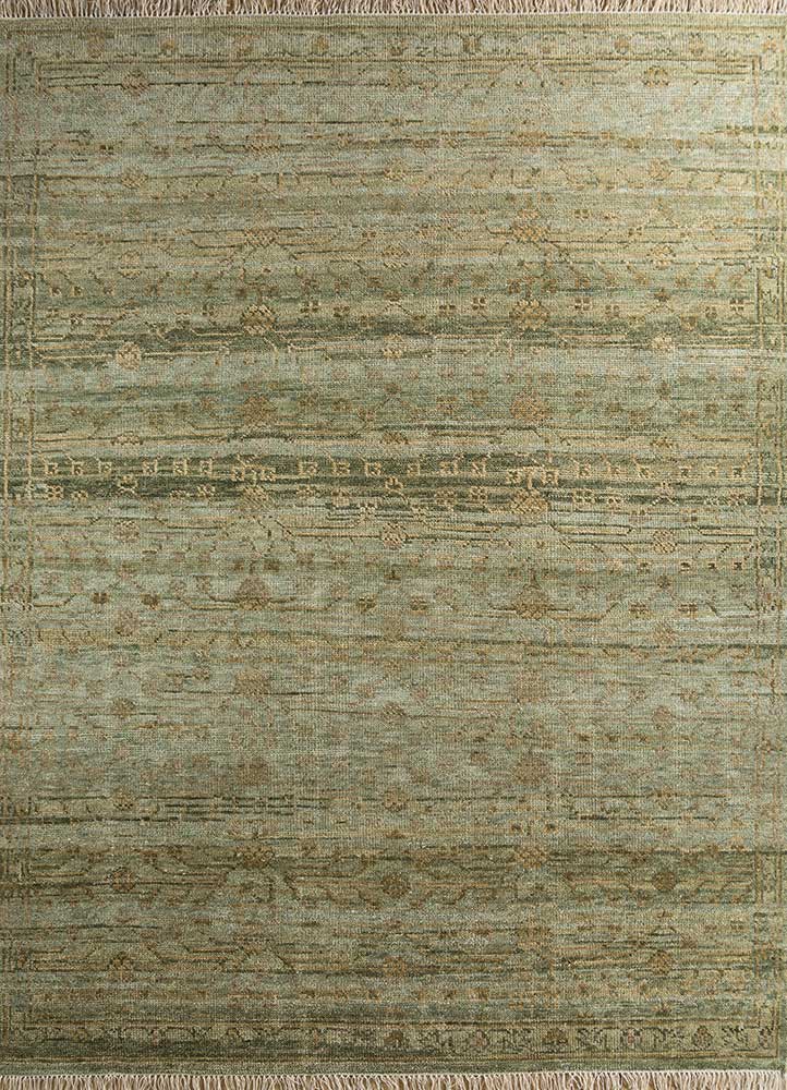 viscaya green wool Hand Knotted Rug - HeadShot