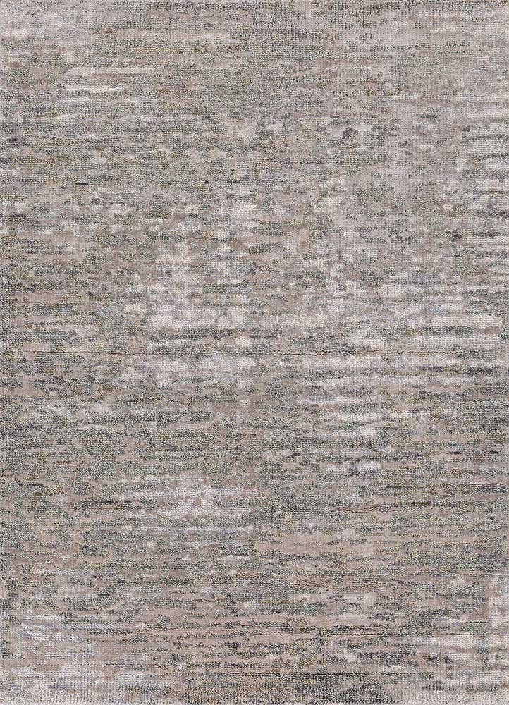  ivory wool and bamboo silk Hand Knotted Rug