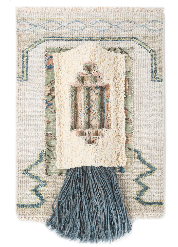 wall art ivory wool Wall Art Rug - HeadShot