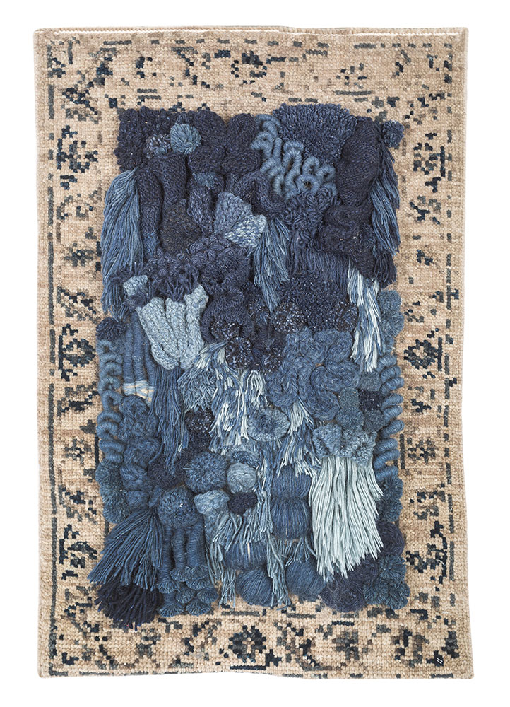 wall art blue wool Wall Art Rug - HeadShot