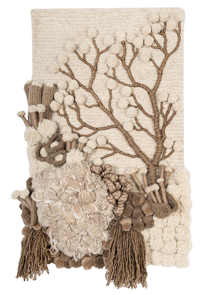 wall art ivory wool & bamboo silk & zari  Rug - HeadShot