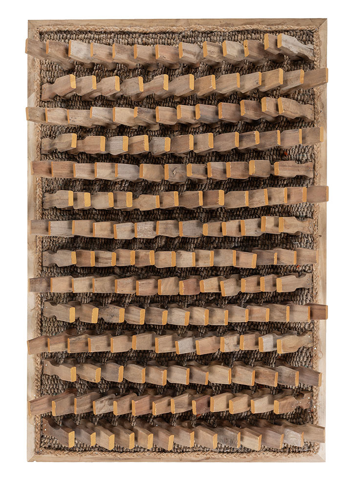  gold wood Wall Art Rug