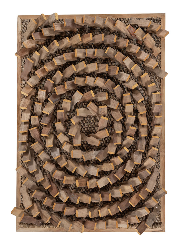  gold wood Wall Art Rug