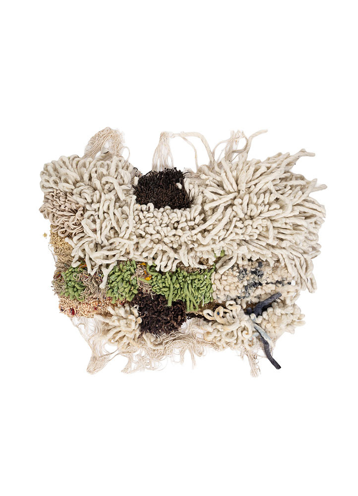 Material Scribble IV ivory wool and silk Wall Art Rug