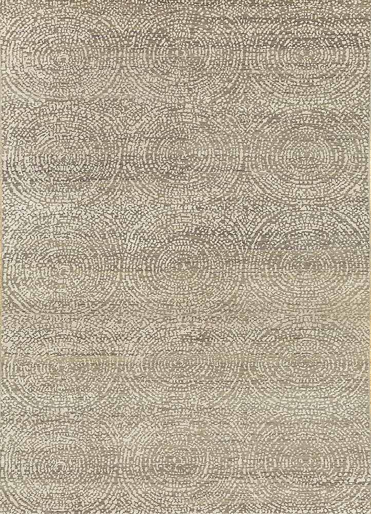 pansy beige and brown wool Hand Knotted Rug - HeadShot