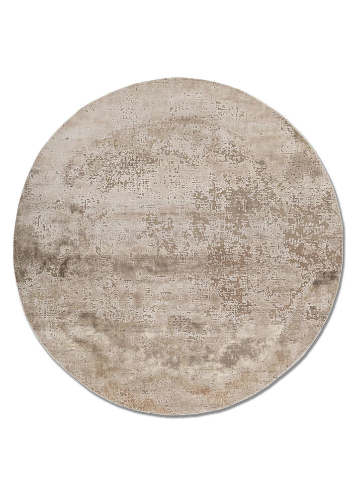  beige and brown wool and bamboo silk Hand Knotted Rug