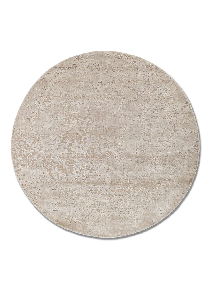  ivory wool and bamboo silk Hand Knotted Rug
