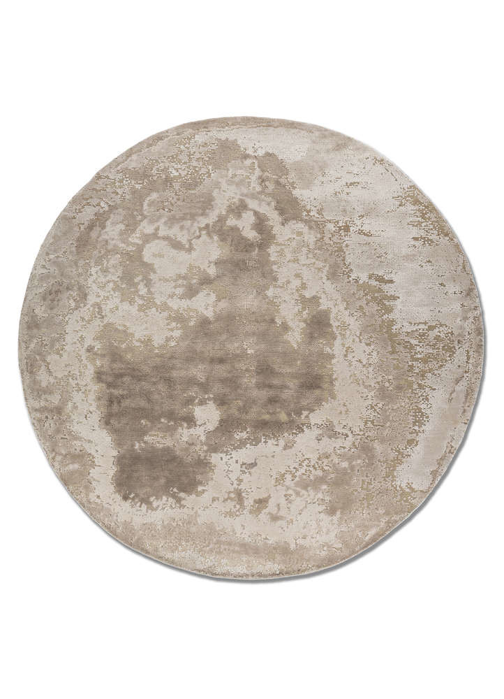  beige and brown wool and bamboo silk Hand Knotted Rug