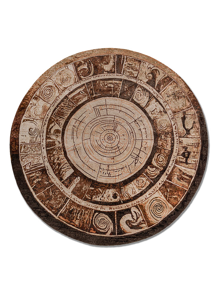 whispers of the desert red and orange wool and bamboo silk Hand Knotted Rug - HeadShot