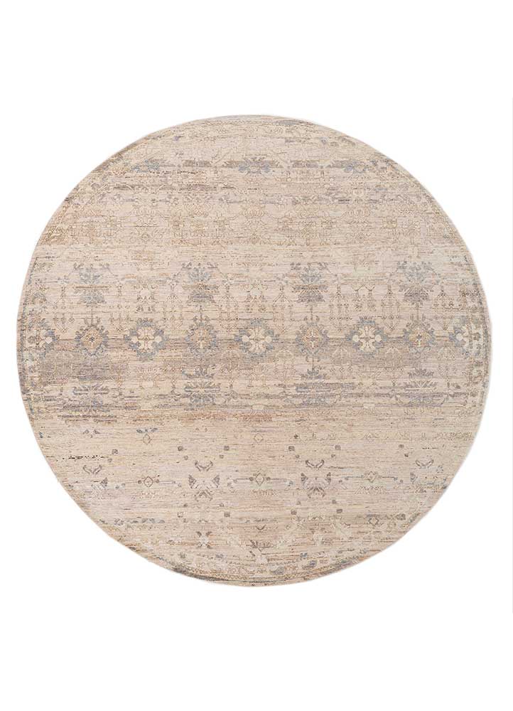 someplace in time ivory wool Hand Knotted Rug - HeadShot