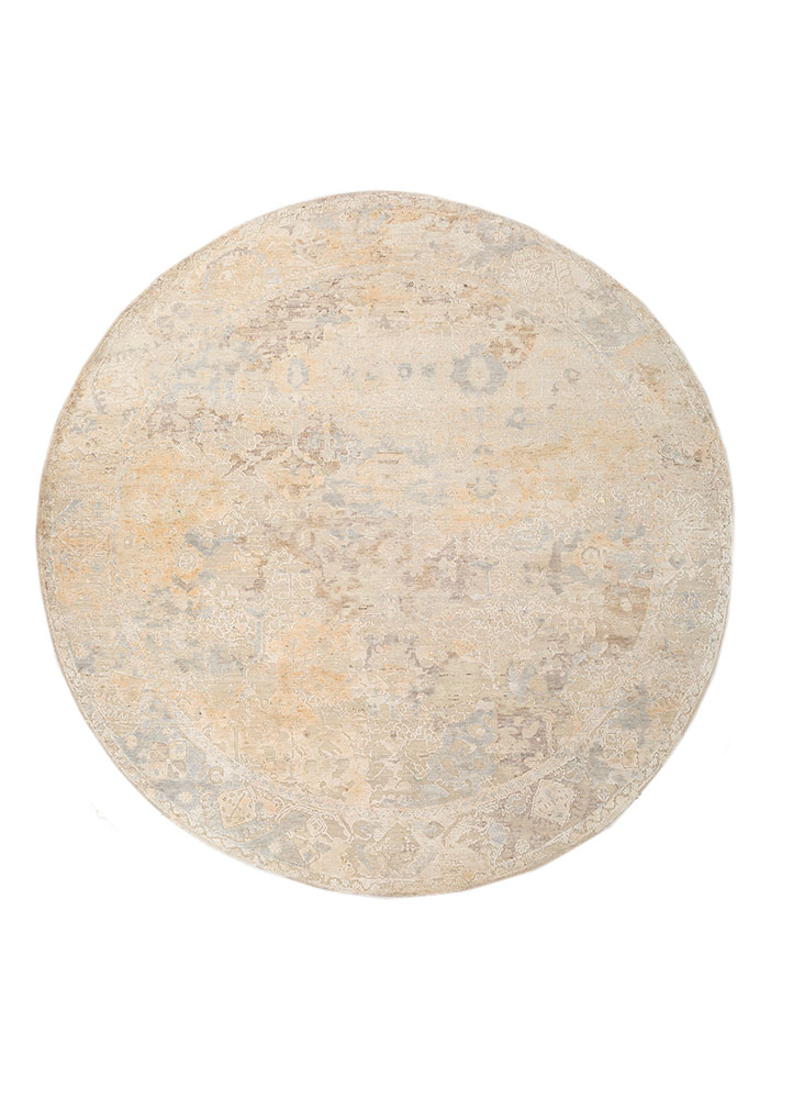 viscaya ivory afghan wool and silk Hand Knotted Rug - HeadShot