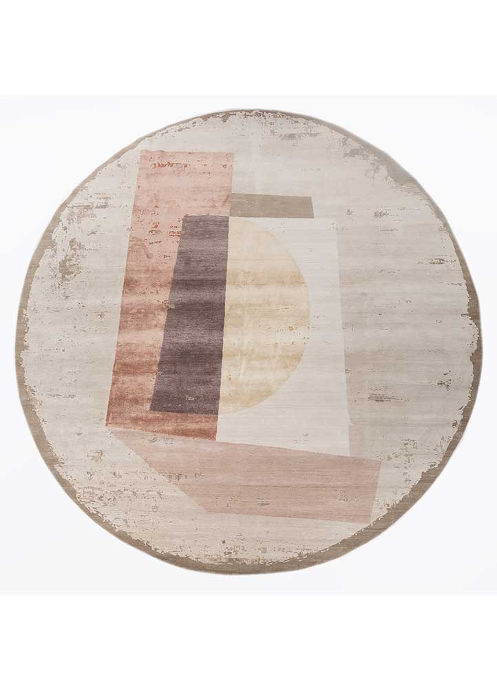 unfold by kavi ivory wool and bamboo silk Hand Knotted Rug - HeadShot