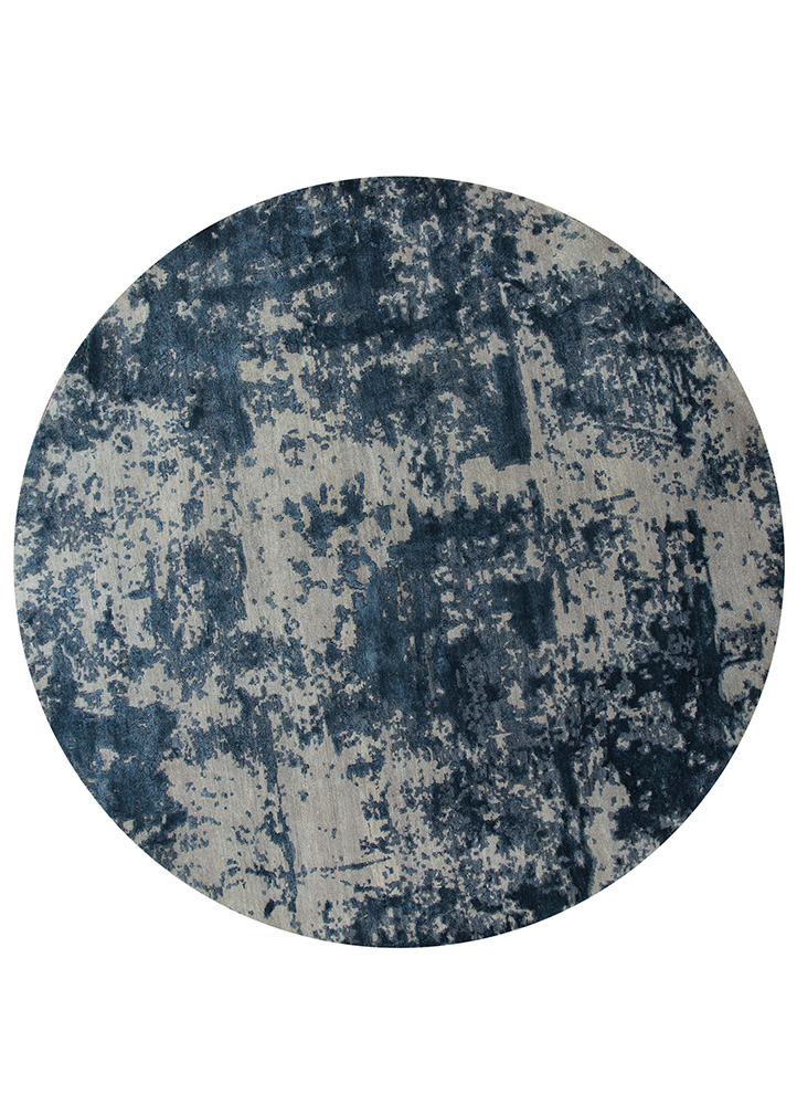 chaos theory by kavi grey and black wool and bamboo silk Hand Knotted Rug - HeadShot