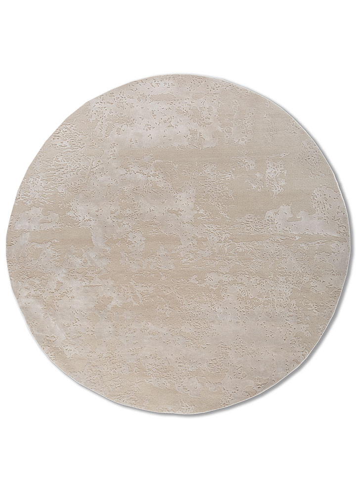 chaos theory by kavi ivory wool and bamboo silk Hand Knotted Rug - HeadShot