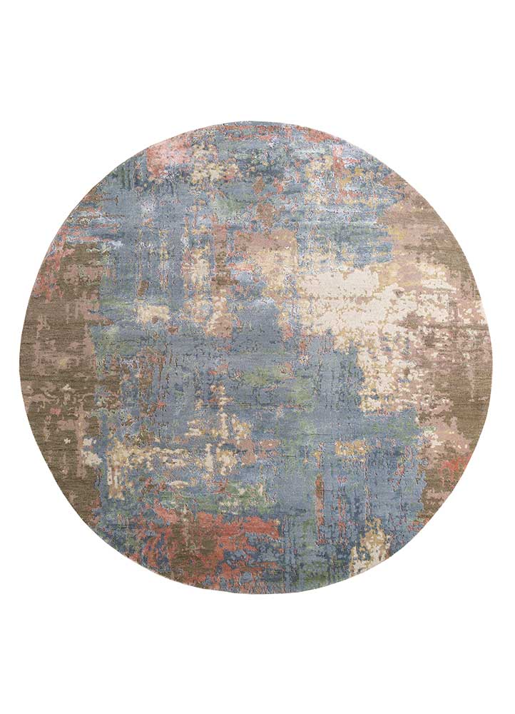 chaos theory by kavi ivory wool and bamboo silk Hand Knotted Rug - HeadShot