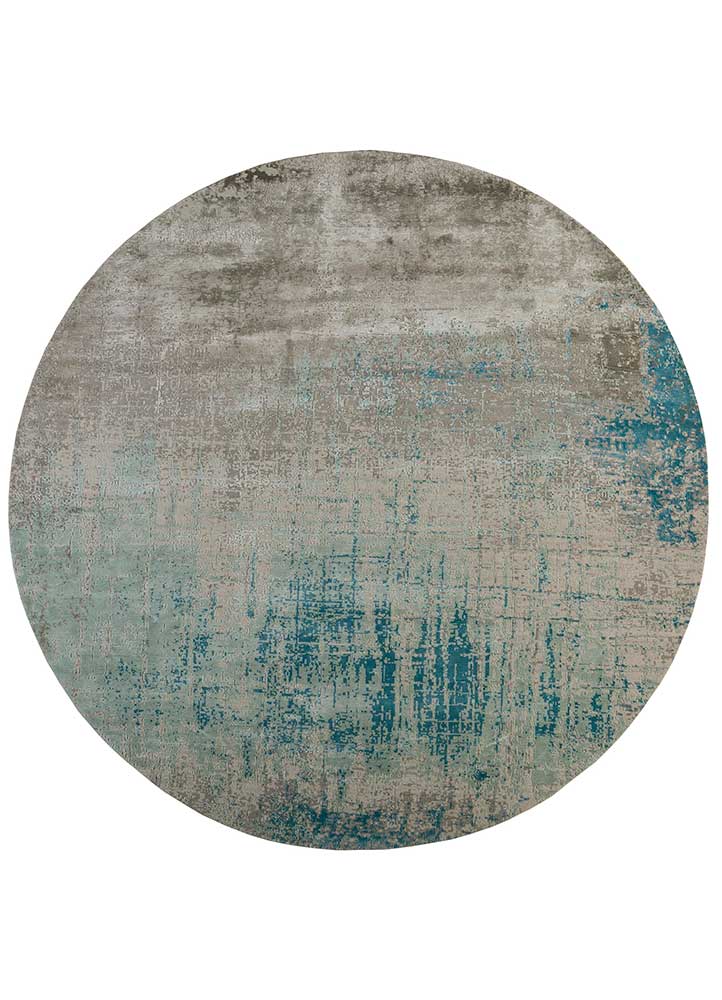 chaos theory by kavi ivory wool and bamboo silk Hand Knotted Rug - HeadShot