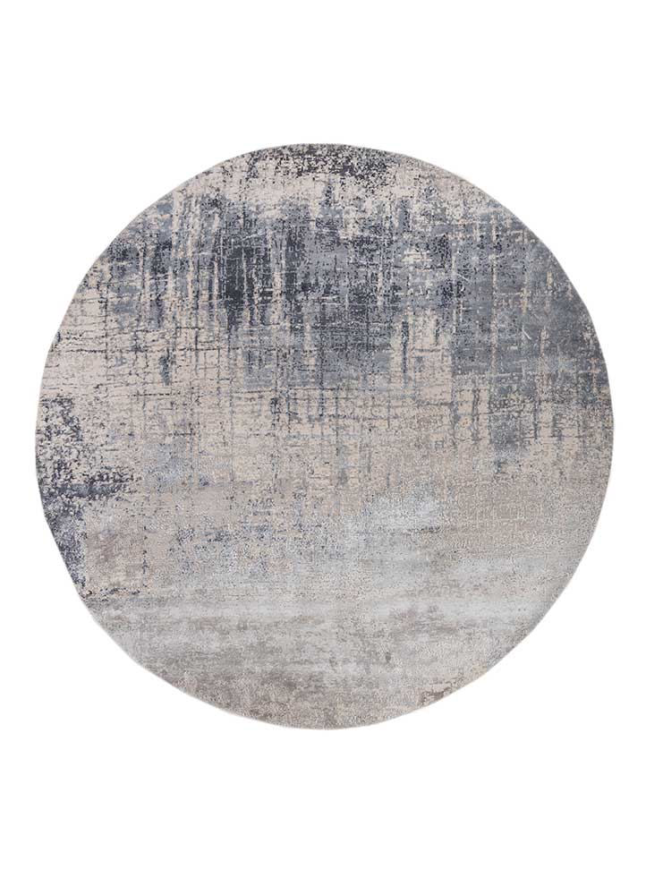 chaos theory by kavi grey and black wool and bamboo silk Hand Knotted Rug - HeadShot