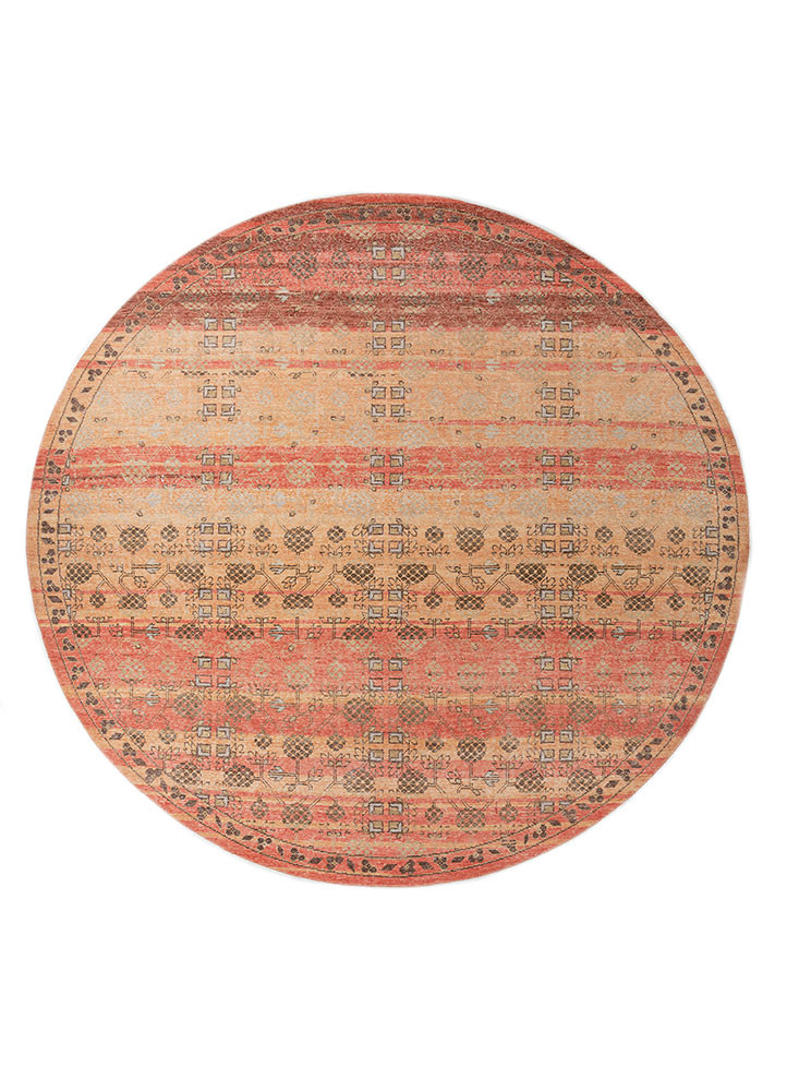  red and orange wool Hand Knotted Rug