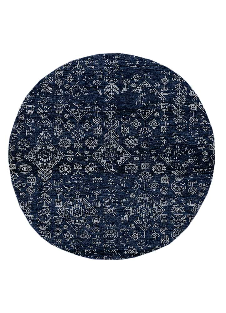 savana blue wool Hand Knotted Rug - HeadShot