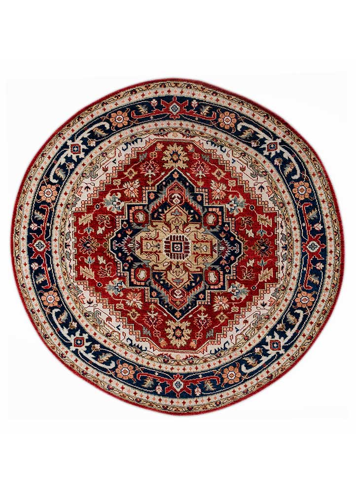  red and orange wool Hand Knotted Rug